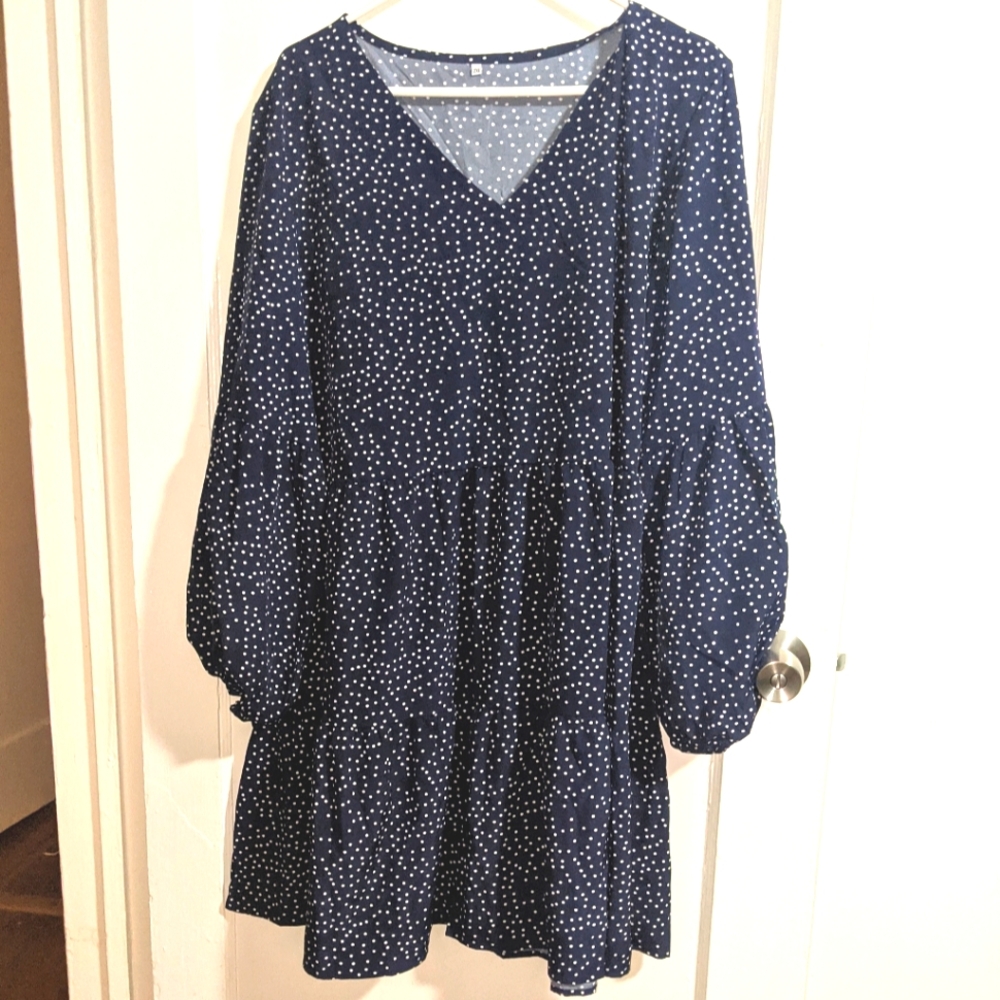 NEW Amoretu navy polka dot loose swing dress XXL